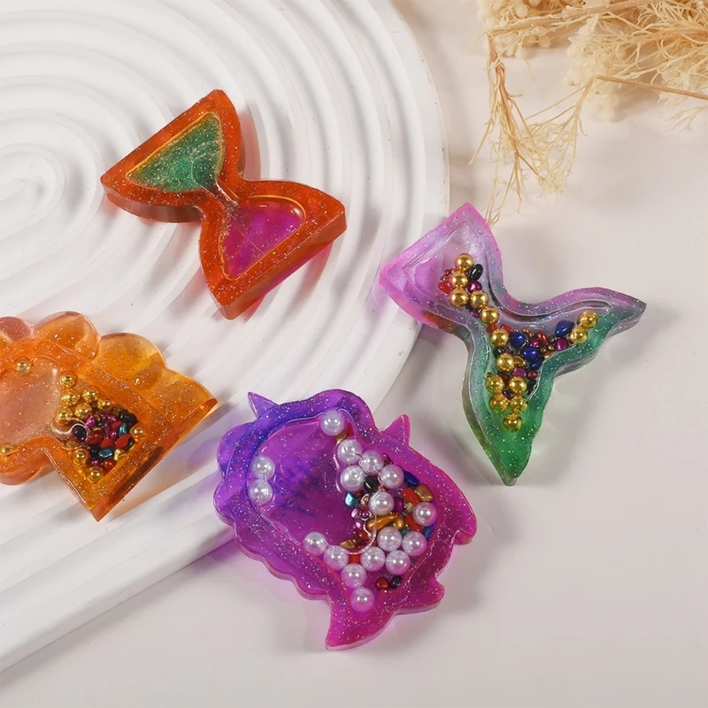 Hourglass Pendants Silicone Molds for DIY Jewelry Making Keychain Dinosaur Ornament Quicksand Resin Shaker Molds Handmade