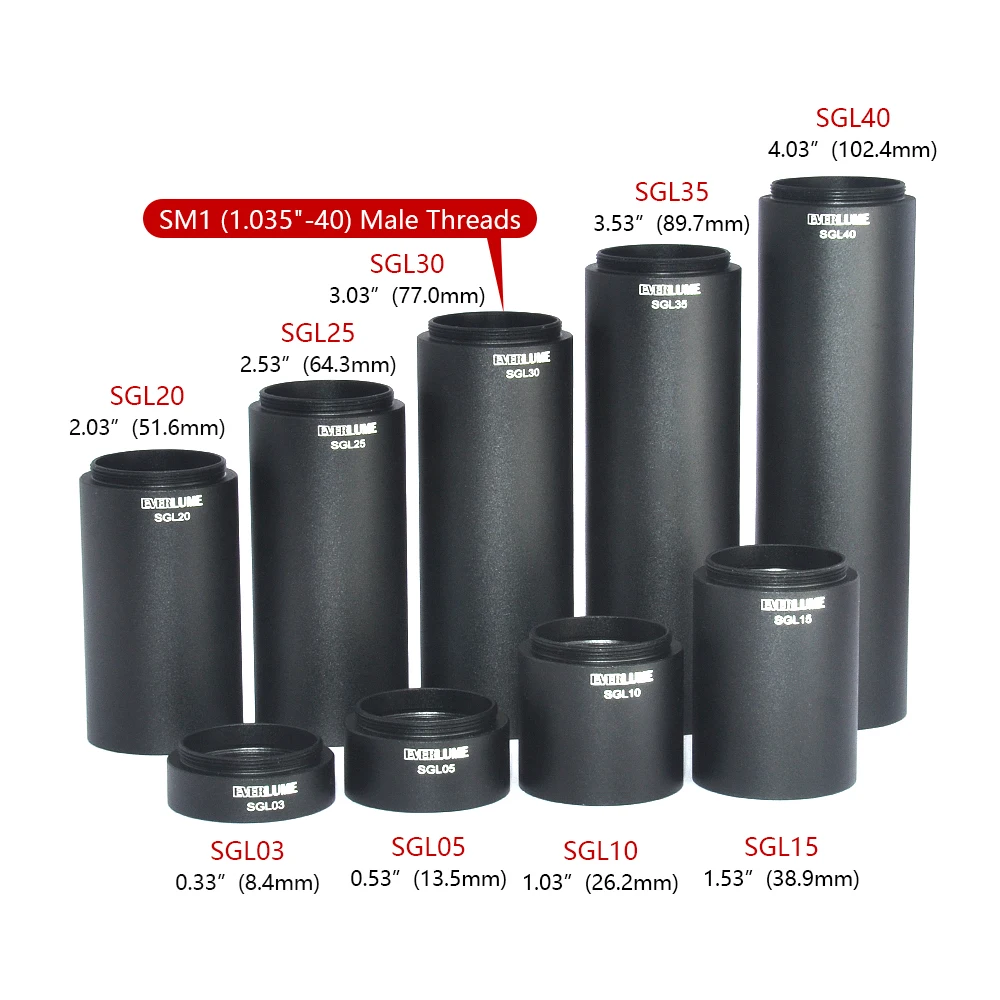 Manicotto per obiettivo maschio-femmina Tubo per obiettivo SM1 Ø1" Tubi per lenti impilabili Tipo di estensione Tubo per ombreggiatura Gabbia da 30 mm Sistema coassiale ottico