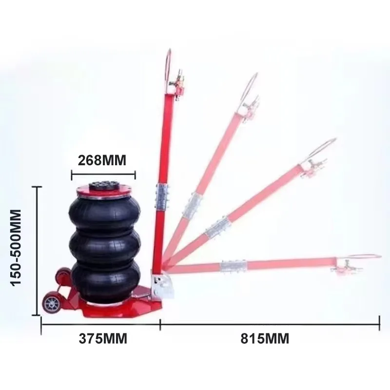 3T Pneumatic Jack 6600lbs Capacity - Triple Bag Air Jack with Folding Rod, Fast Lifting Floor Jack for Auto Repair