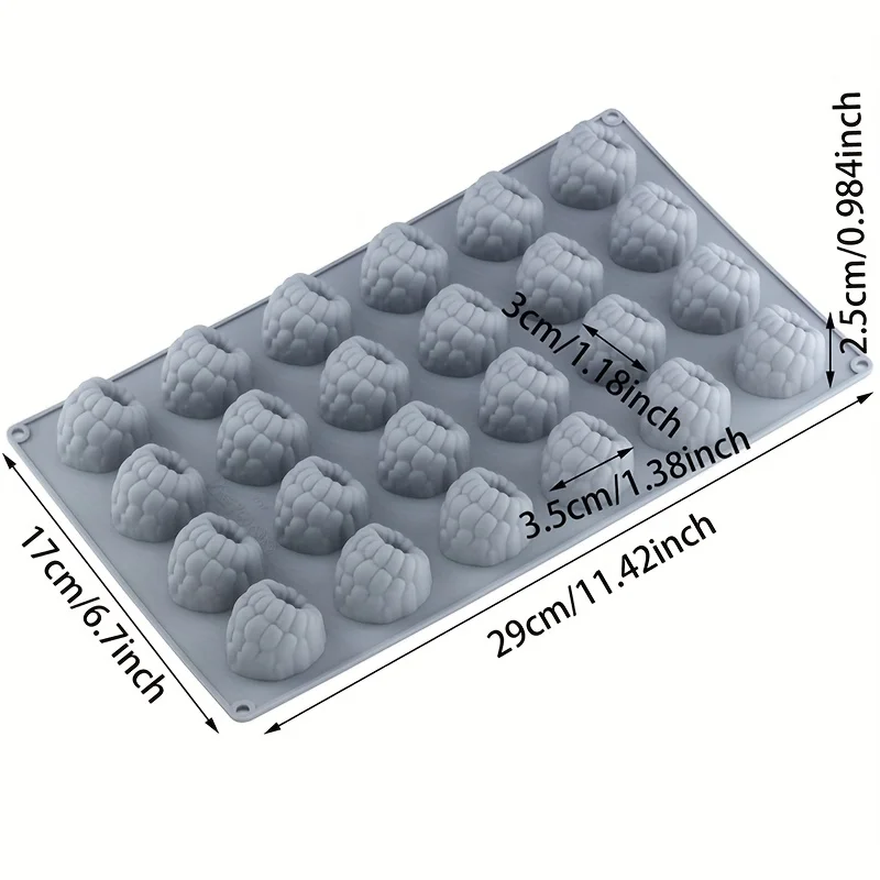 1pc Silicone Mold for Raspberry-Shaped Cakes, Tarts & Mousse Desserts - Non-Stick Bakeware with Central Fruit Pit Cutouts, Easy view 2