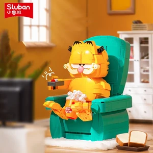 Blok Bangunan Garfield Set Batu Bata Sofa Garfield Duduk dengan Figur Mini Model Adegan Anime Klasik Mainan DIY Pendidikan Anak-anak 6 penjualan terbaik asterix lego - №