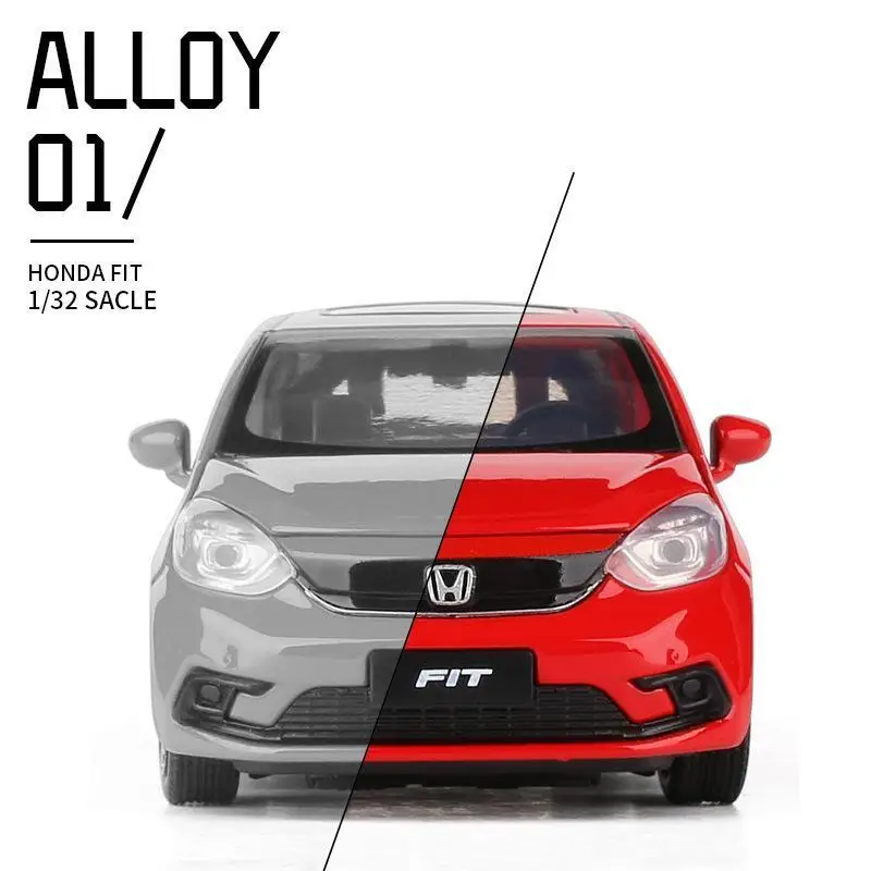 1/32 Honda FIT JAZZ SUV Sport Toy Car JKM Diecast Miniature Model Doors Openable Sound & Light Collection Gift For Boy Boys Kid