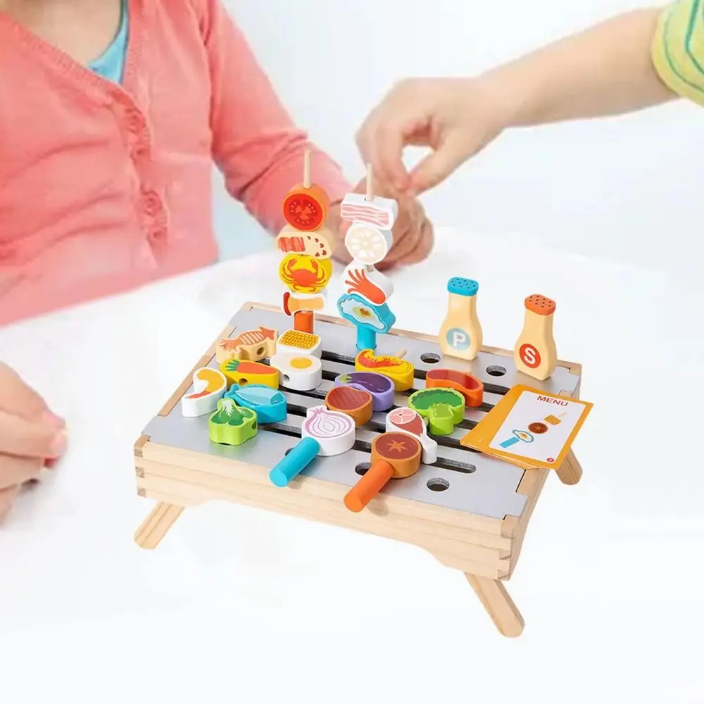 Houten Fantasiespel Keuken Speelgoed Speelhuis Montessori Gesimuleerde Barbecue Set Cognitieve Simulatie Voedsel Kinderen Pretend Koken Speelgoed