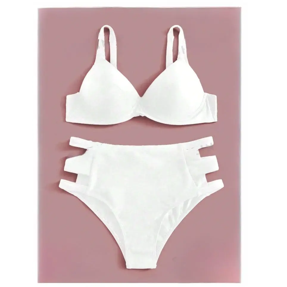 Cikini Summer Beach Cut Out Push Up Bikini Set Jednokolorowy dwuczęściowy strój kąpielowy dla kobiet