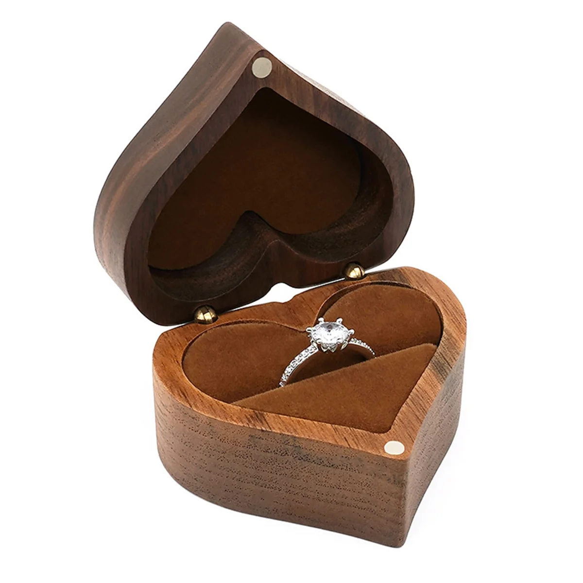 

Heart-Shaped Ring Box Wooden Ring Jewelry Box Romantic Wedding Ring Holder Engagement Ring Box Proposal Anniversary,B