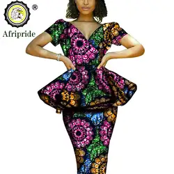 African 2 Piece Set for Women Dashiki Tops Print Skrit Ankara Clothing Wax Attire Blouse Shirt AFRIPRIDE S1926004