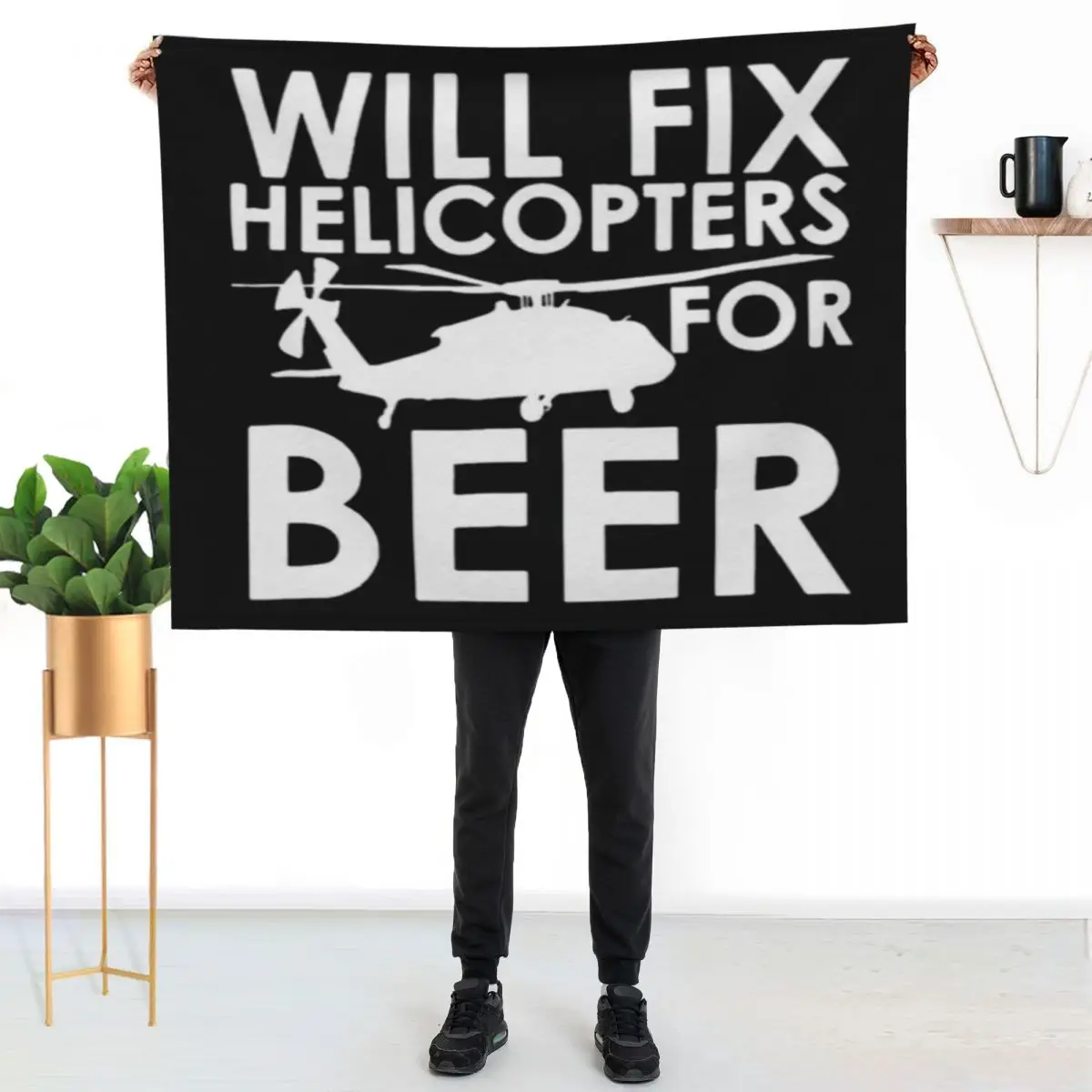 

Will fix helicopters for beer ! Throw Blanket Portable Lightweight Blanket for Travel Camping