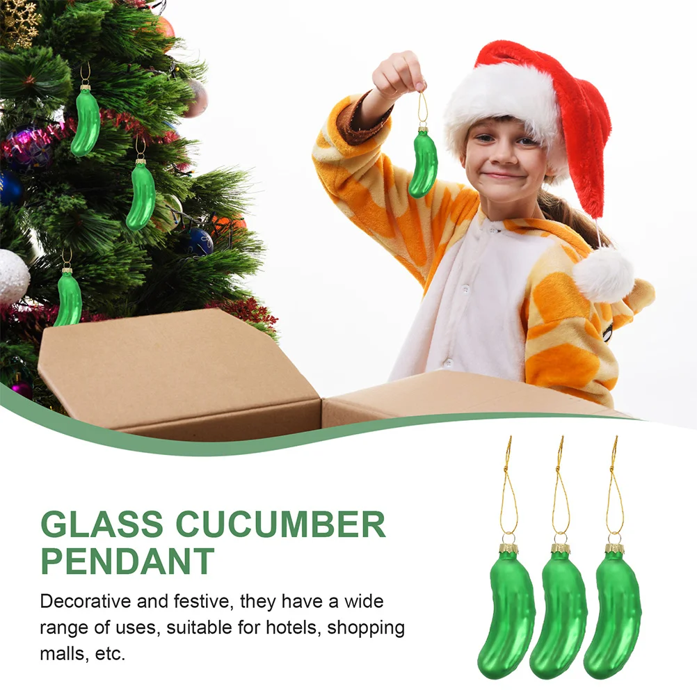 

4Pcs Glass Cucumber Pendants Xmas Tree Decor Christmas Ornaments Scene Layout Supplies Christmas Decorations Xmas Tree Decor