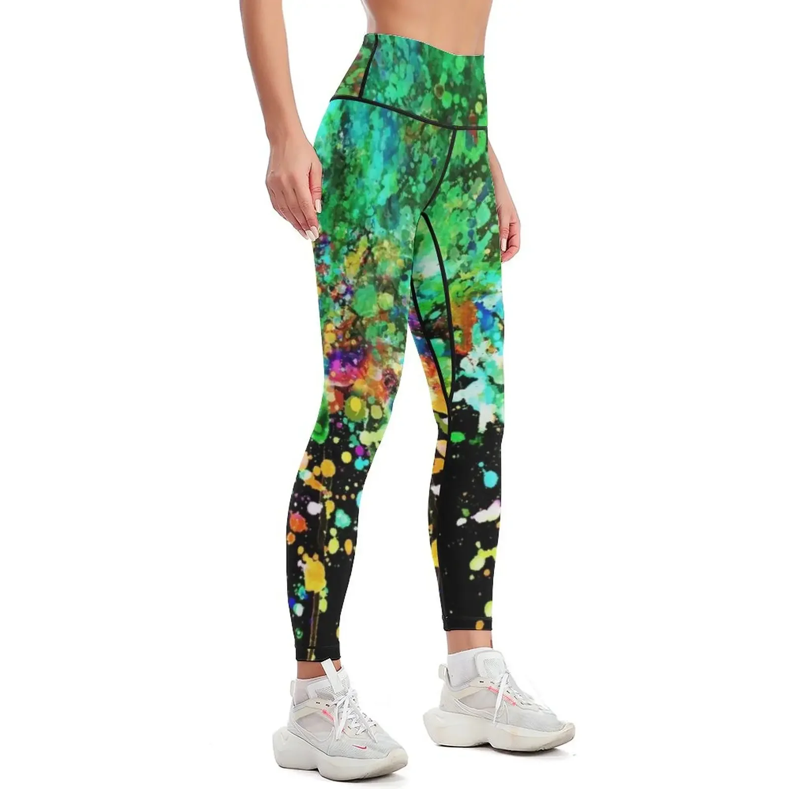 Grunge Rainbow Paint Drip Leggings Clothing fitness Jogger pants workout shorts gym wear Womens Leggings