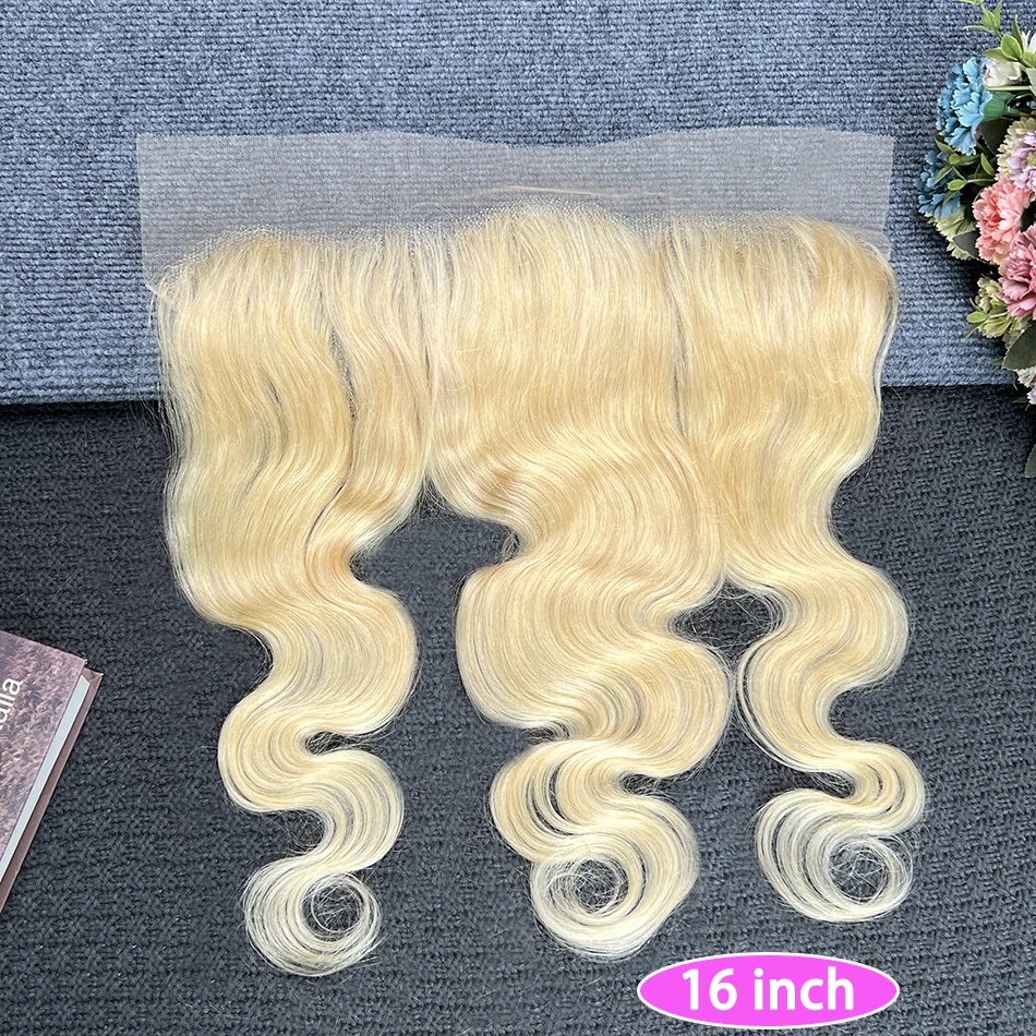 13x4 Transparent Lace Frontal #613 Blonde Color Body Wave Human Hair Bleached Knot Preplucked Invisible Lace Closure Virgin Hair