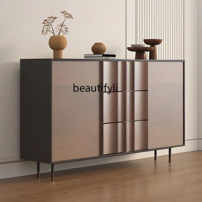 

Italian North American Solid Wood Black Walnut Side Cabinet Living Room Medieval Storage Cabinet