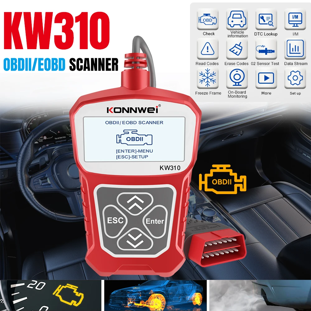 Car Code Reader with Live Data LCD Display, USB Auto Engine Scanner for Windows PC Laptop for Home Mechanic