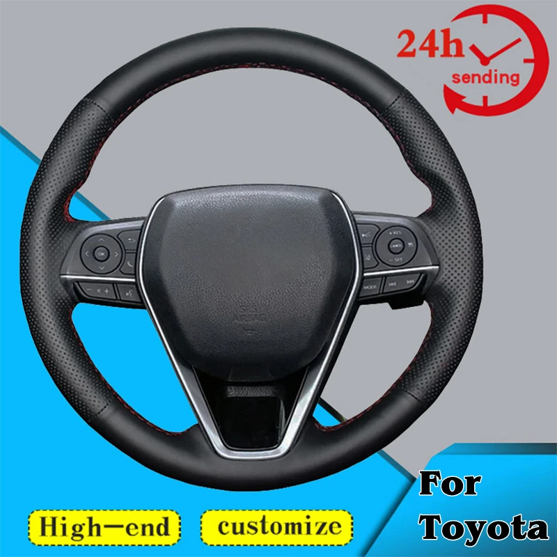 Custom Car Steering Wheel Braid Cover 100% Fit For Toyota Avalon Camry Crown Corolla RAV4 2018 2019 2020 2021 2022 Steering Wrap