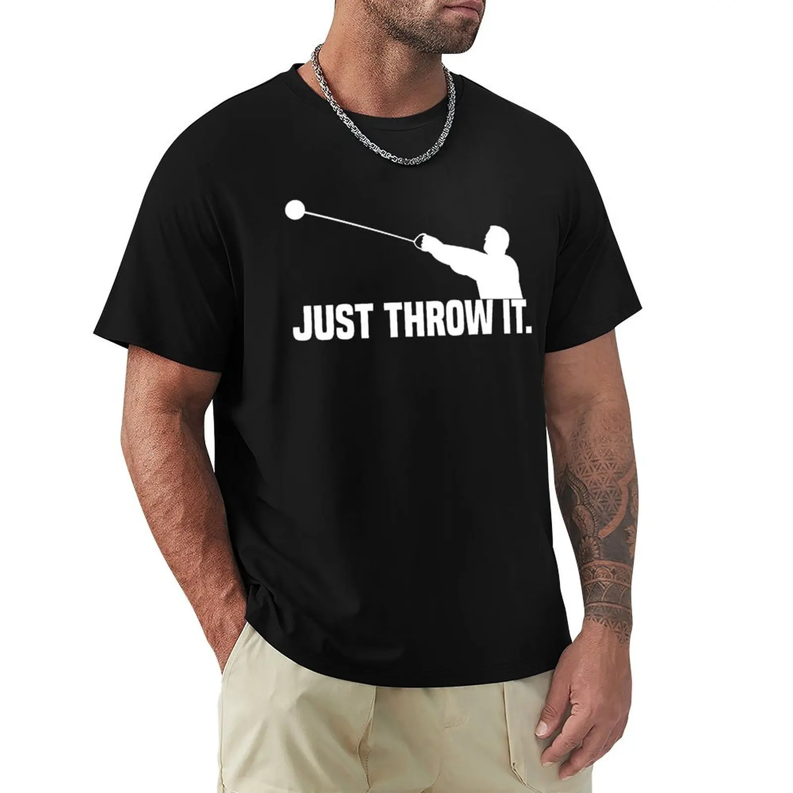 Cool Saying Just Throw it Hammer Throw Ball Hammer Throwing T-Shirt Large Size Casual Short Sleeve Top
