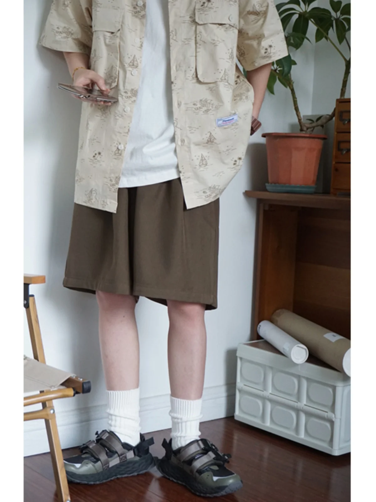 

Summer Thin Hanging Feeling Suit orts Men Women Retro y Loose Wide Leg Five-Part Casual Pants Youth Vitali Sle Da...