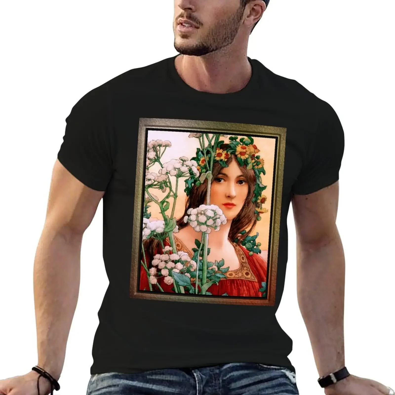 Our Lady of the Cow Parsley by élisabeth Sonrel Vintage Art T-Shirt oversizeds sports fans tees t shirts for men