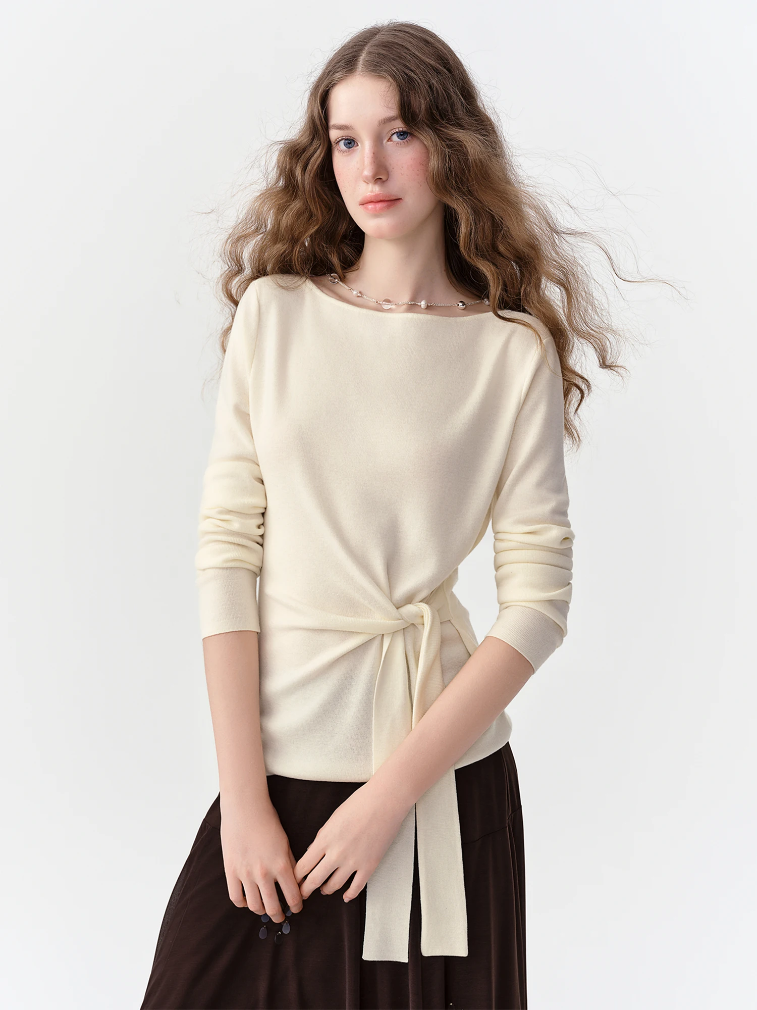 DUSHU 2026 Fall Women's Lightweight Merino Wool Crew Neck Pullover, Soft Fine Knit Top for Elegant Office & Everyday Style