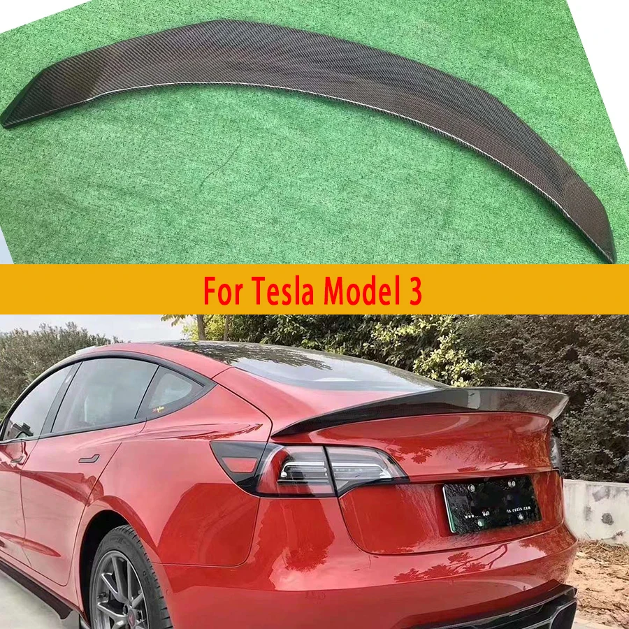 

For Tesla Model 3 V style Carbon Fiber Tail fins Rear Trunk Spoiler Guide Wing Rear Wing Diverter Car Accessories Body Kit