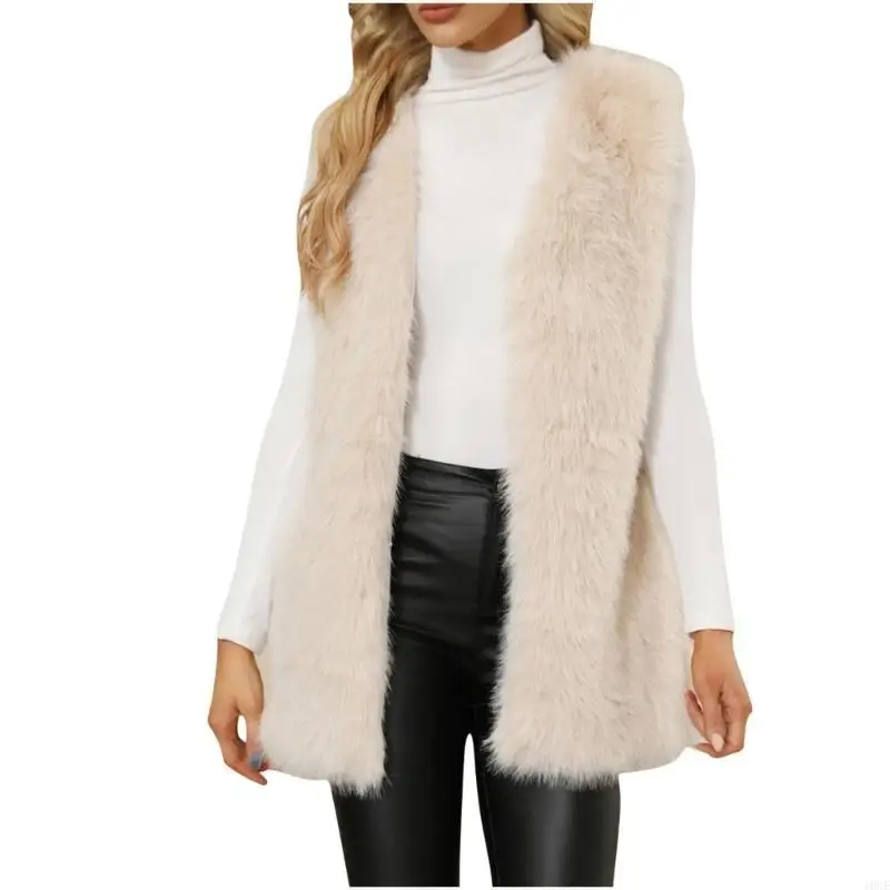 Women's Warm Fleece Casual Loose Sleeveless Vest Soft Vest Coat