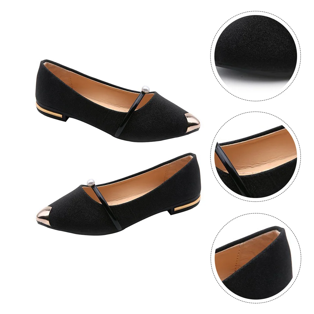 Pearl Pumps Shoes for Women Outdoor Bathroom Decor Dress Flat Woman Nude Single Clock Women's