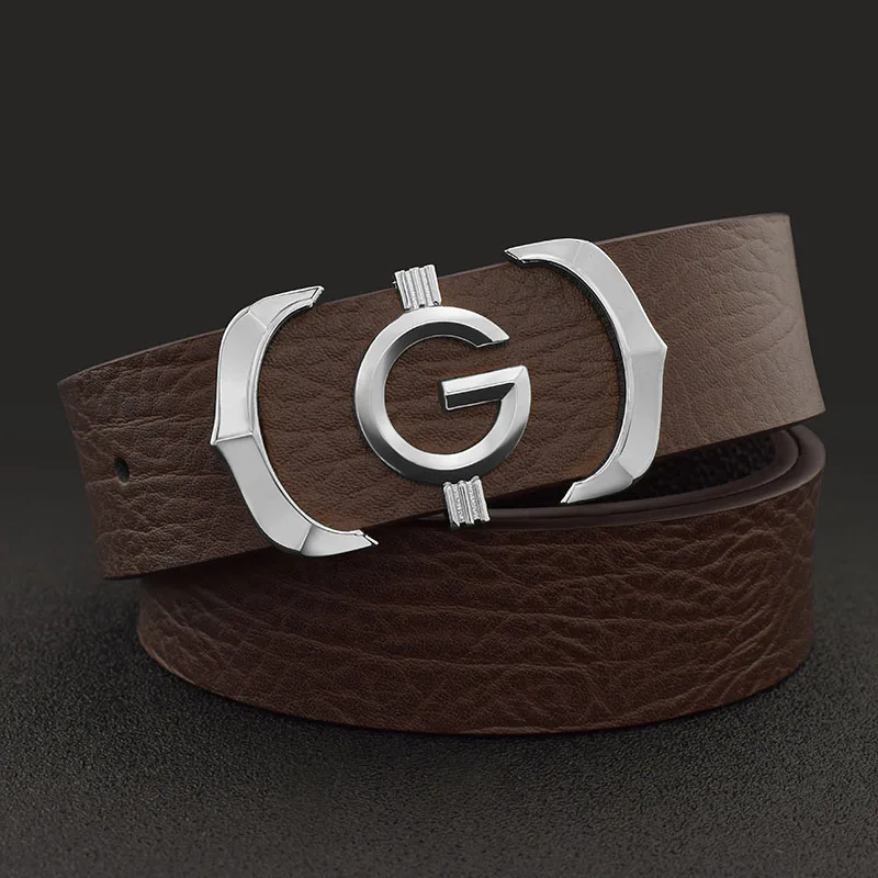 Cintura nera con lettera G Cintura da uomo di lusso con personalità della moda Cintura casual in vera pelle di vitello di design Ceinture Homme