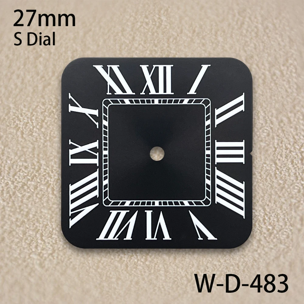 S Logo Square Dial Watch, adequado para NH35, NH36 Movimento, branco, preto, gradiente, sunburst, acessórios de modificação, 27mm