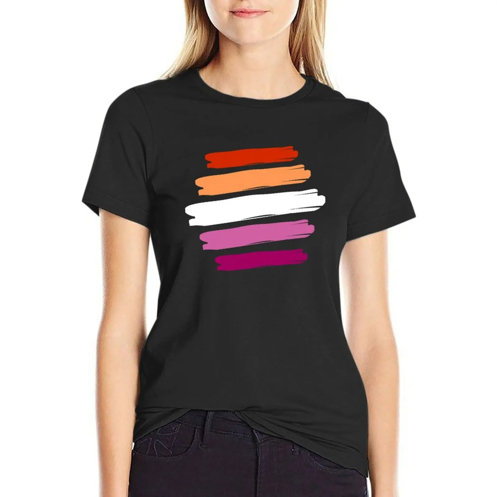 

LGBTQ+ Lesbian Artsy paint pride Flag T-Shirt cute tops animal prinfor Short sleeve tee tops ariat shirts for Women