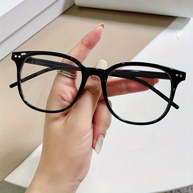 

1/2pcs Minimalist Square Frame Glasses with Clear Lenses - Elegant Black Rim Design for Women and Men, Ideal for Computer Use