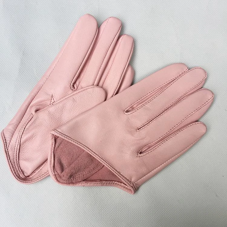 New Design Sexy Sheepskin Gloves for Women Half Palm Genuine Leather Gloves Party Show Mittens Black Grey Pink