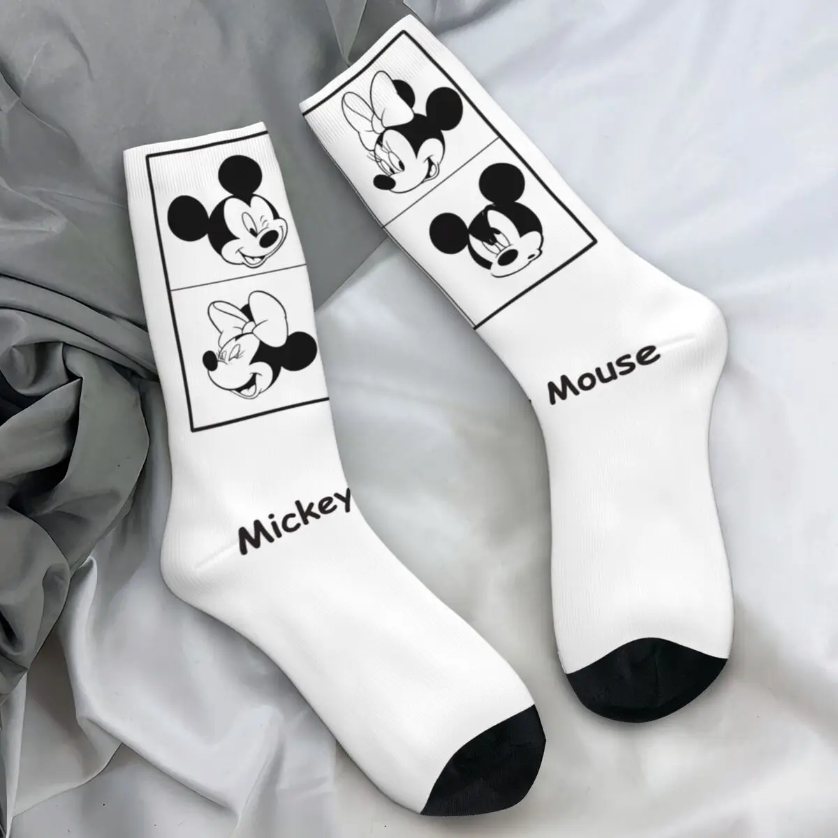

Носки с Микки и Минни Маус, элегантные чулки, теплые мягкие спортивные носки для бега, осенние дизайнерские антибактериальные носки
