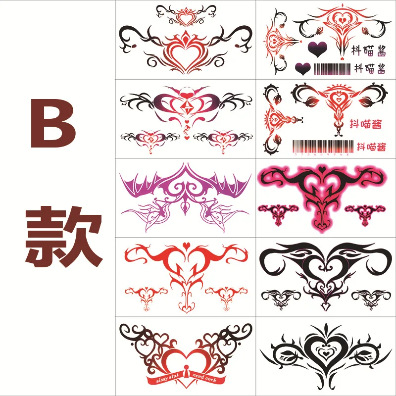 10 Stück Set Tattoo Aufkleber für Frau sexy Bauch temporäre Tattoos Cartoon sexy gefälschte Tattoos junge Mädchen Body Art Festival Tattoo – Detail 3
