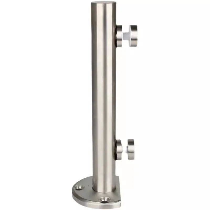 Circular Glass Railing Post, Silver Railing System Side Post, Suitable For Indoor And Outdoor, Terrace, Swimming Pool, Courtyard