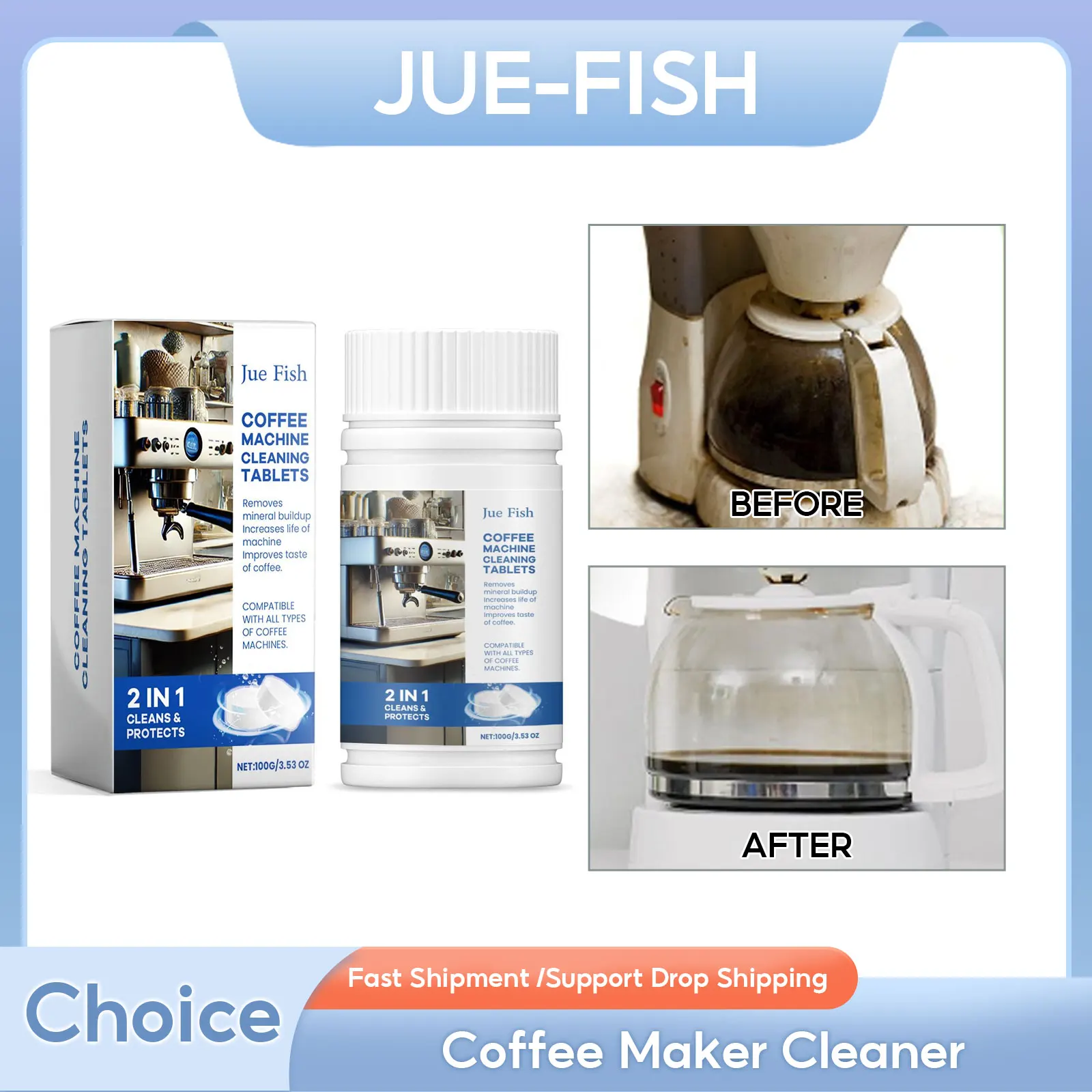 

Coffee Machine Descaler Coffee Effervescent Cleaning Water Bottle Cleaning Tablets Teacup Descaling Coffee Maker Cleaner Tablet