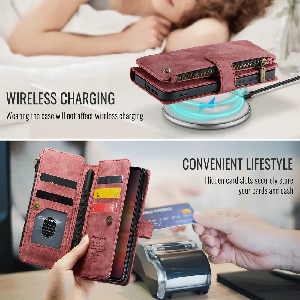 

Кожаный кошелек на 5 карт на молнии для Samsung Galaxy Z Fold 7 5G 2025 Роскошный чехол с магнитной книгой Funda Z Fold7 6 5 Flip Cover