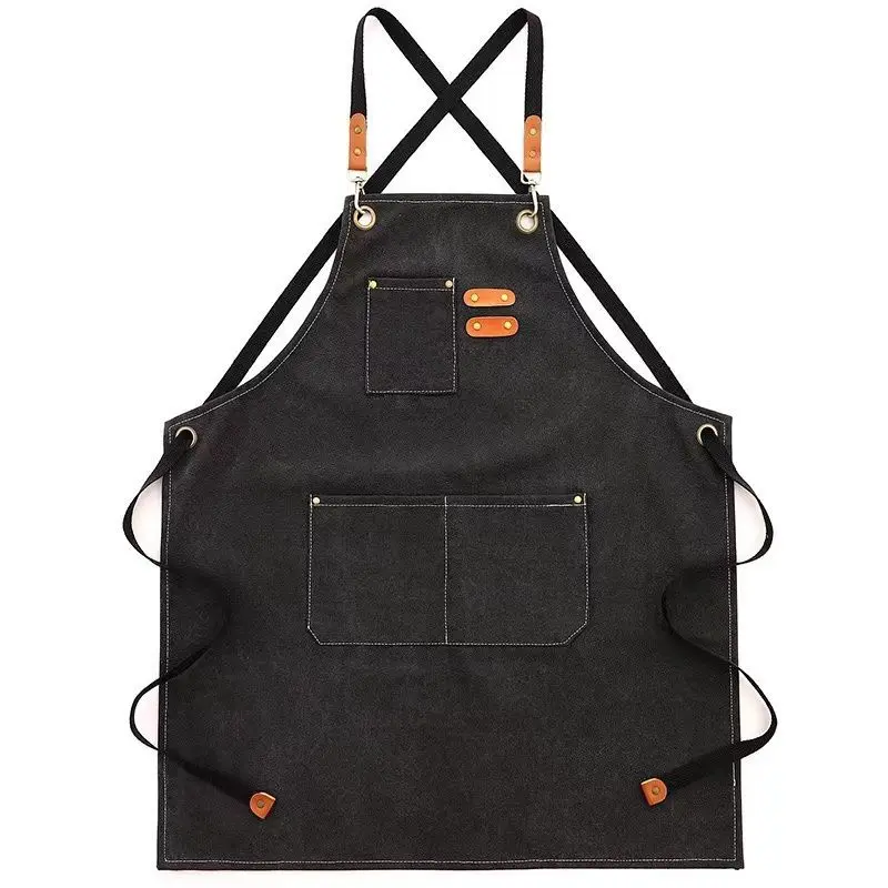 الثقيلة قماش المئزر الرجال المهنية باريستا بائع الزهور لحام الشيف مقاومة للماء الدنيم نمط عمال مريلة مقهى المطبخ