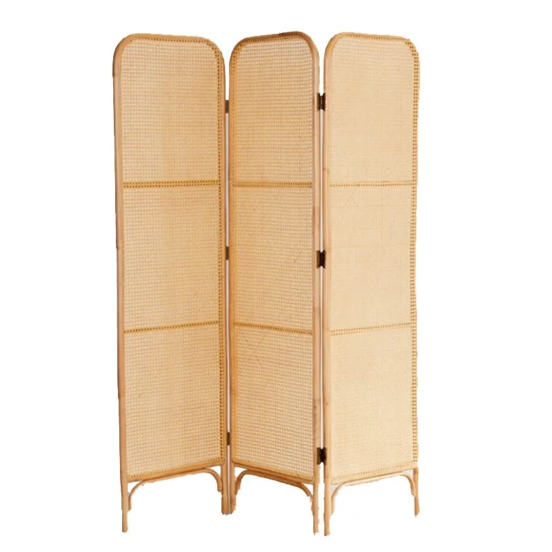 

Wind rattan weaving screen partition wall real rattan mobile folding rattan art hand weaving