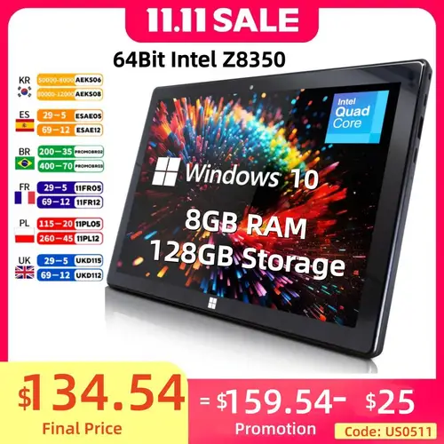 Nuevo Ar10 10,1 Pulgadas Windows 10 Tablet Pc 8Gb Ram 128Gb