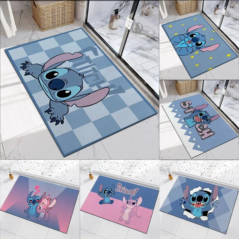 MINISO ديزني غرزة الكرتون لطيف سجادة باب غرفة الطفل غرفة نوم الحمام المطبخ مدخل السجاد ديكور المنزل عدم الانزلاق قابل للغسل البساط #1