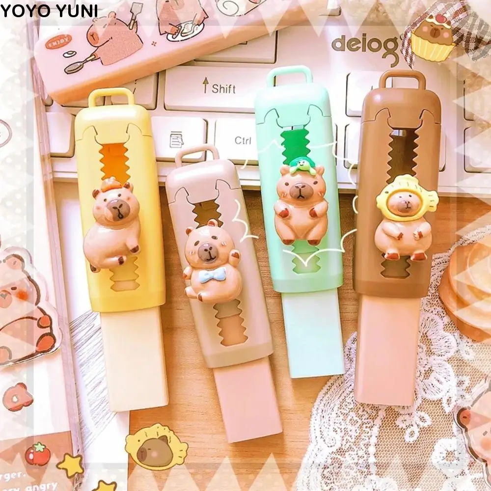 

Stationery Retractable Capybara Eraser Portable Wiping Push Pull Eraser Aesthetic Creative Pencil Rubber Kids