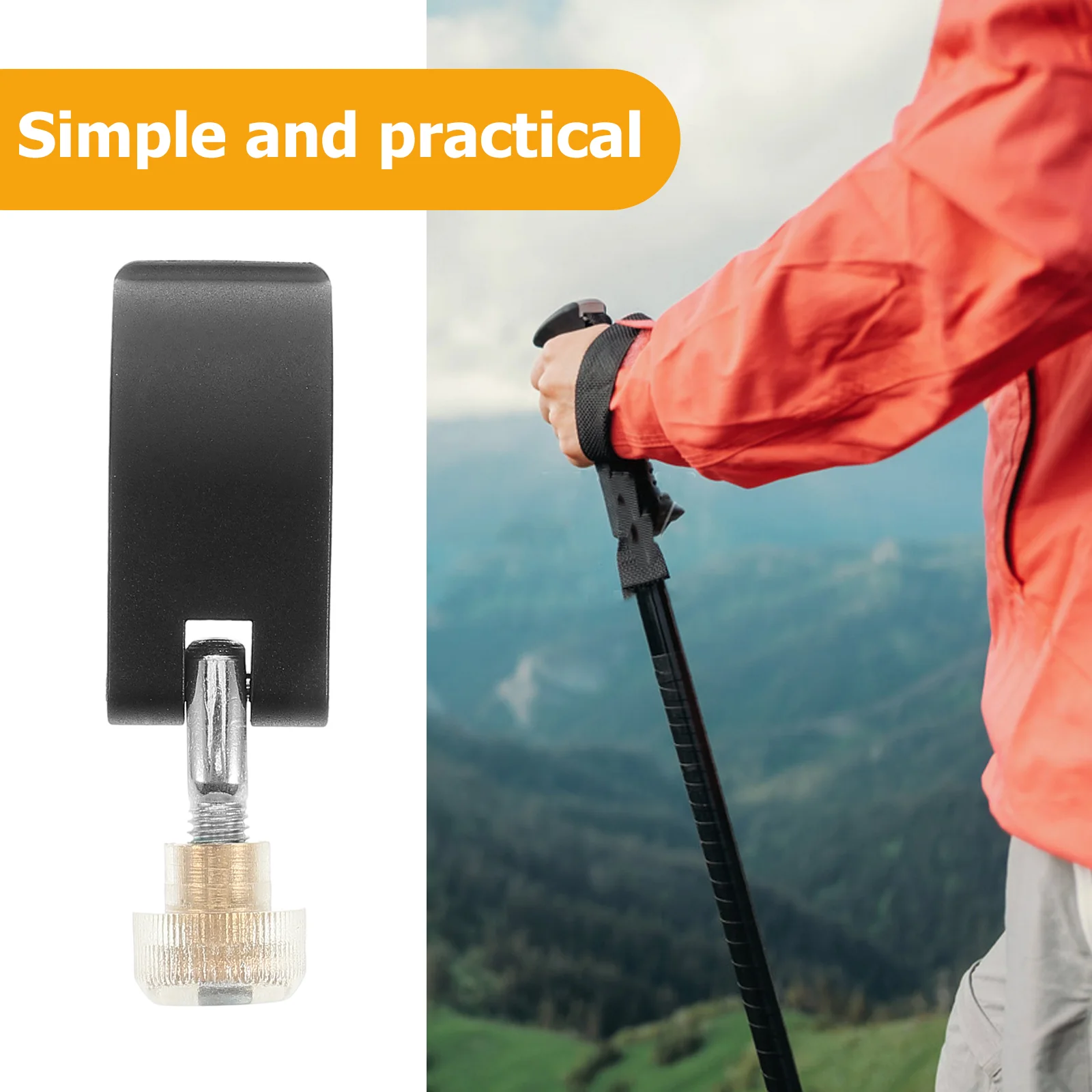 2 Sets Trekking Pole Lock Handle Screw for Cane Walking Stick Clip Crutches Accessories Poles External Black Fastener