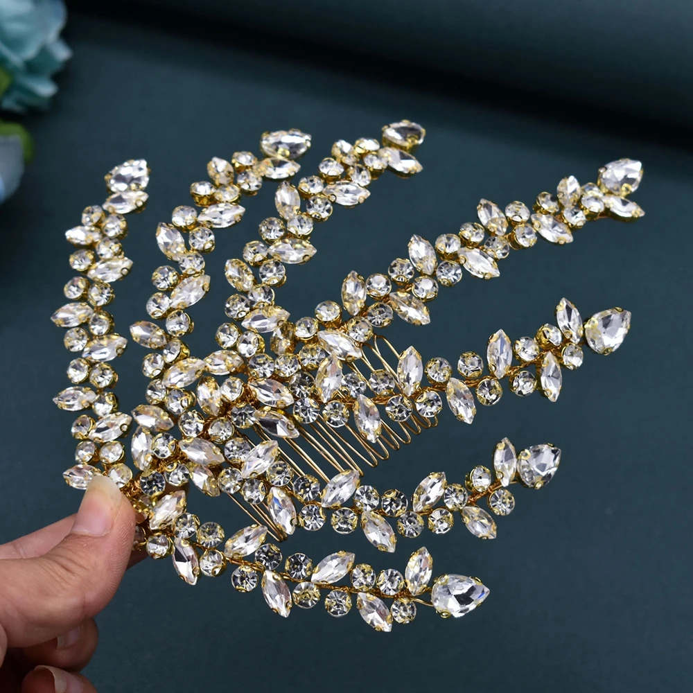 DZ031 Silver Rhinestone Bridal Headband Handmade Party Headpiece Wedding Hair Accessories Women Tiaras Trendy Bride Comb