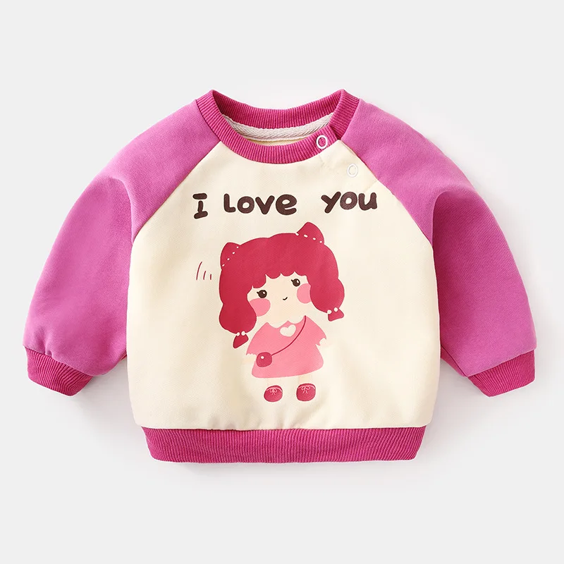 Autumn Baby Girl Sweatshirt Ins Dinosaur Print Contrast  Infant Girl Cotton Tops Casual 0-4T Boy Spliced Raglan Sleeve Pullovers