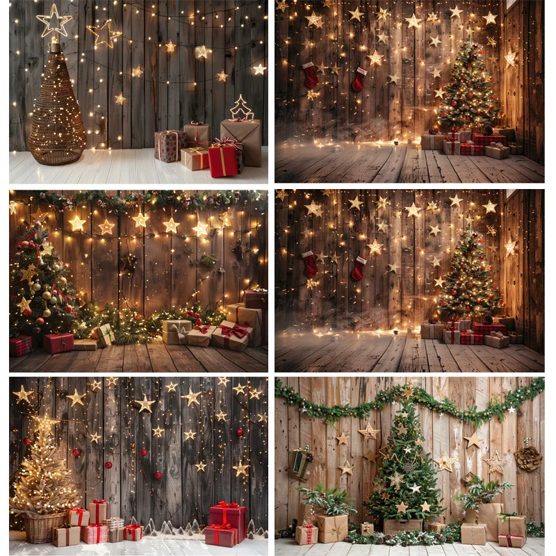 

Christmas Tree Decoration Living Room Photography Backdrops Welcome New Year Holiday Fireplace Indoor Party Background JS-06