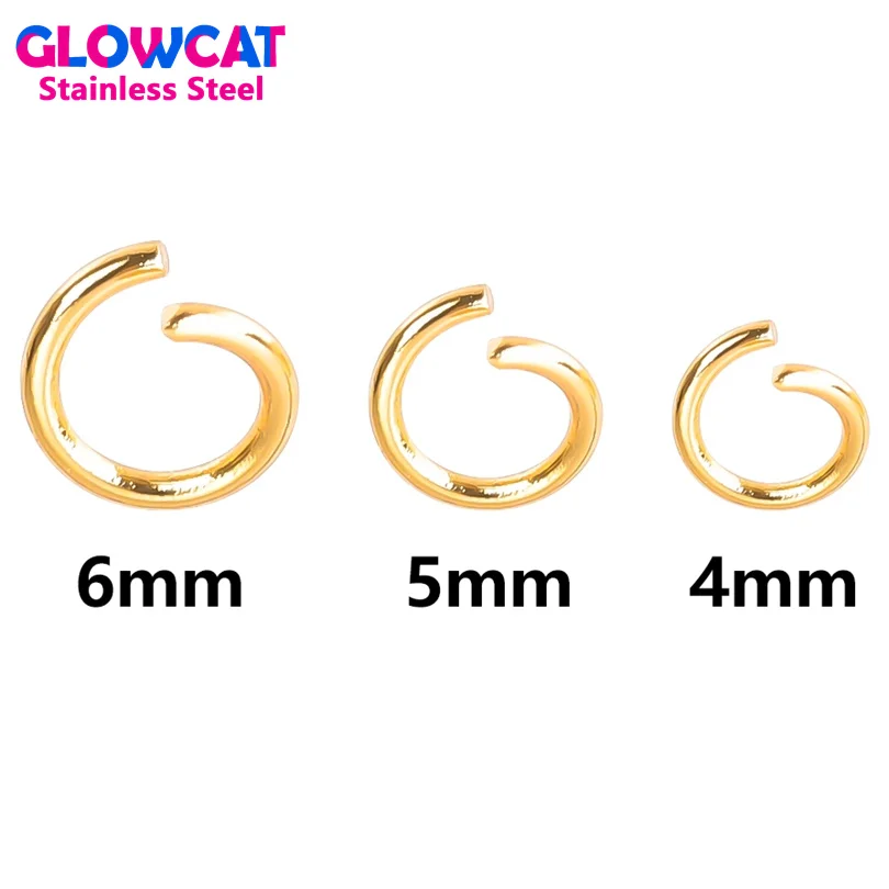 

100pcs 4/5/6mm Stainless Steel Gold Color Open Single Loops Jump Rings & Split Ring for Jewelry Making DIY Handmade Accessories