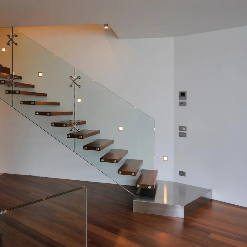 custom.High End Floating Staircase with Tempered Glass Panels Contemporary Interiors