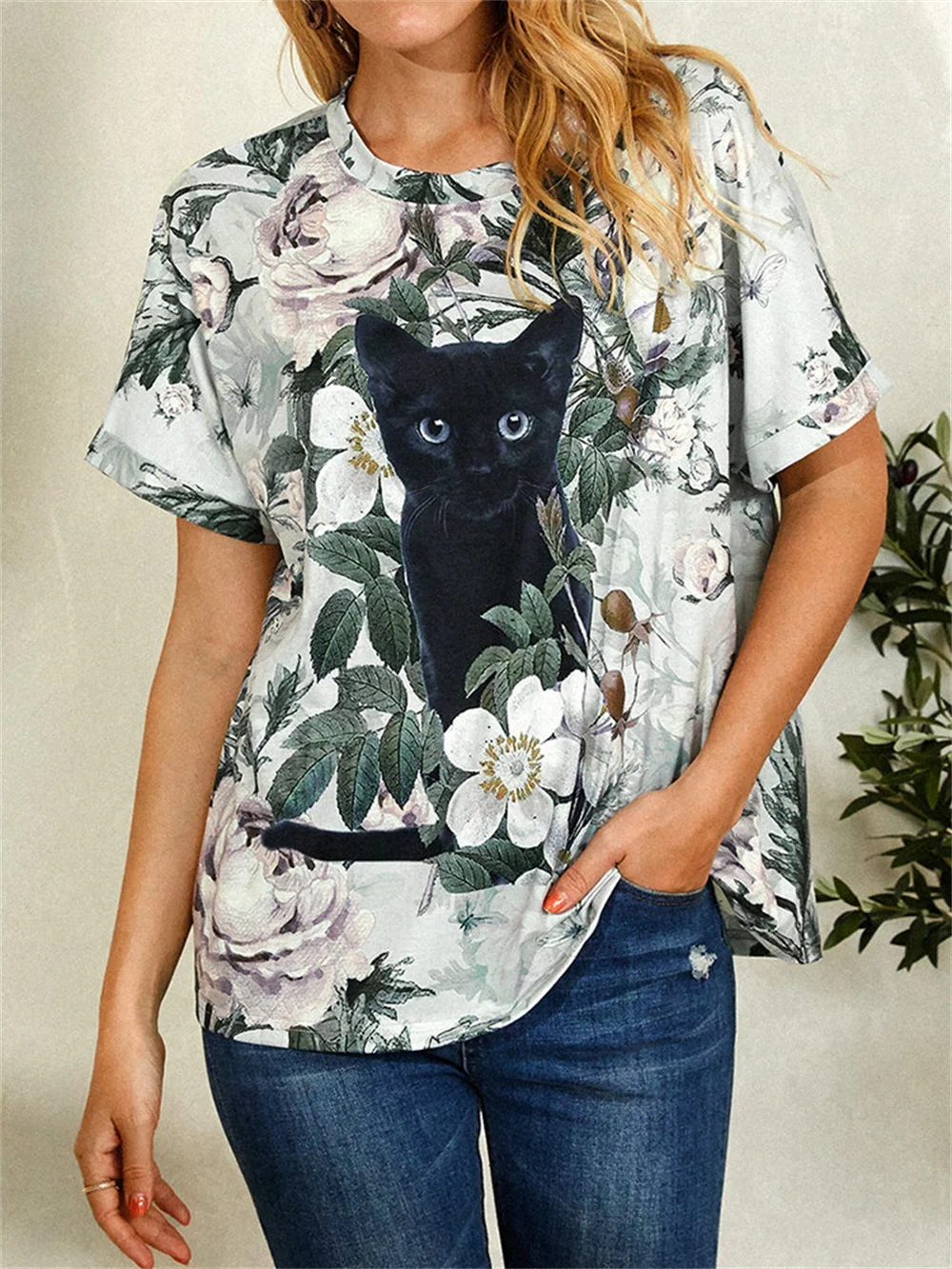 Summer T Shirts for Women 3d Cute Cat Fashion Print T-shirt Women\'s Clothing Short Sleeves Harajuku Animals Girls Kawaii Top Tee