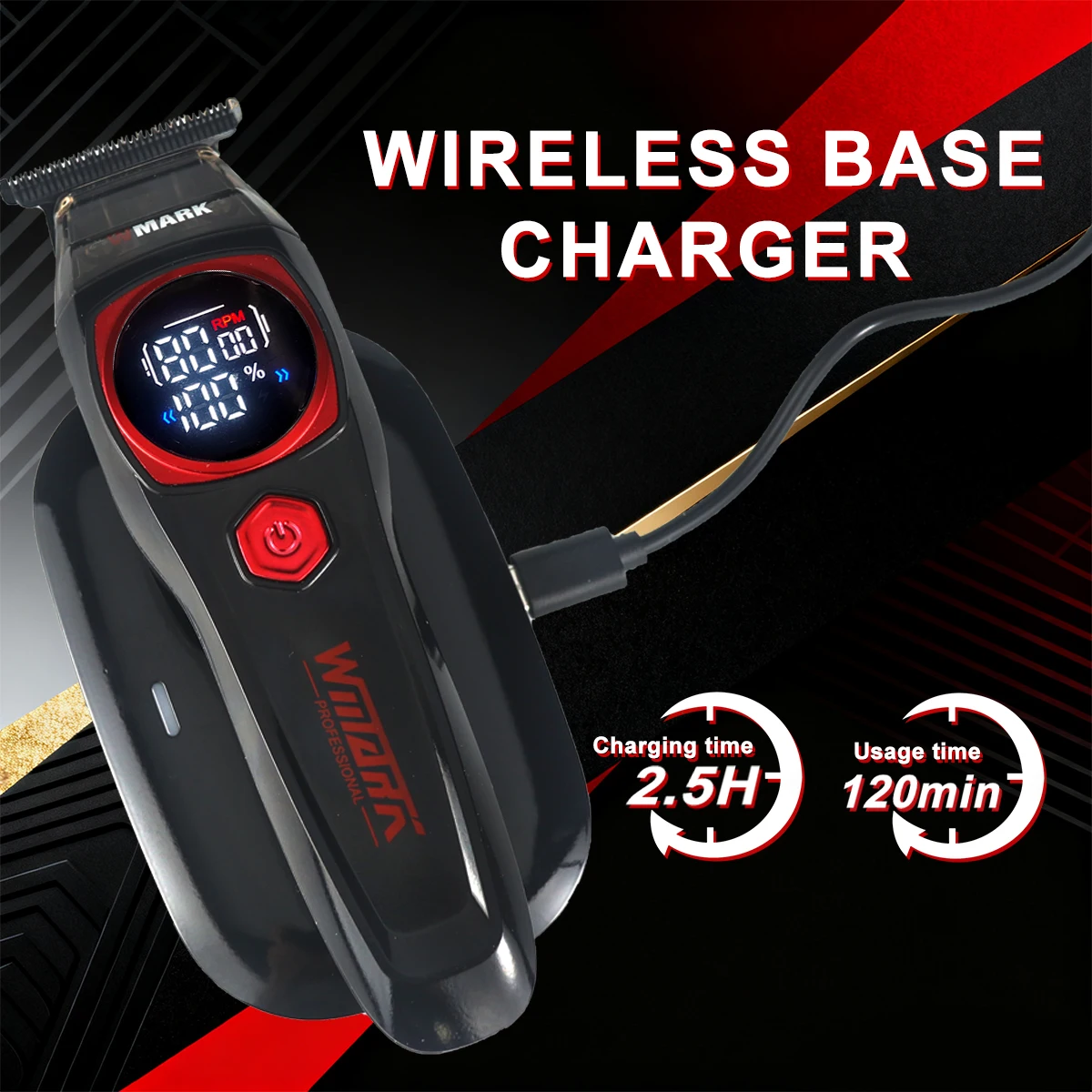 مجموعة آلات القطع الاحترافية محرك بدون فرشاة DLC شفرة شاحن قاعدة لاسلكي 10000 دورة في الدقيقة آلة حلاقة احترافية لقص الشعر #5