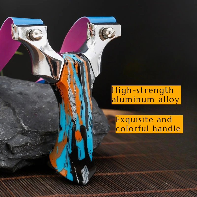 

NEW Aluminum Alloy Colorful Slingshot High-precision 90 Bow Door Thickened Flat Quick-pressing Type Hunting Equipment