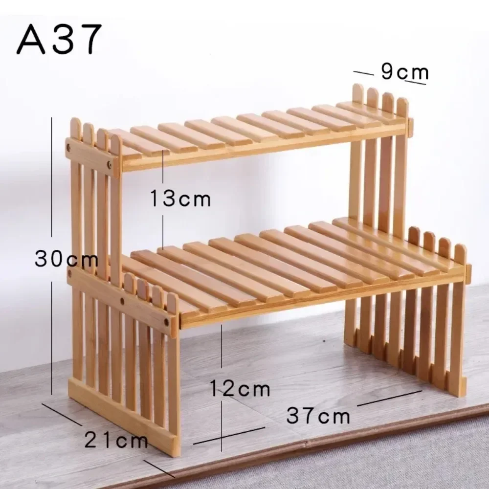 Indoor Plant Stand Desktop Display Shelf Bamboo Kitchen Seasoning Rack Balcony Flower Shelves Office Tea Table Windowsill Holder