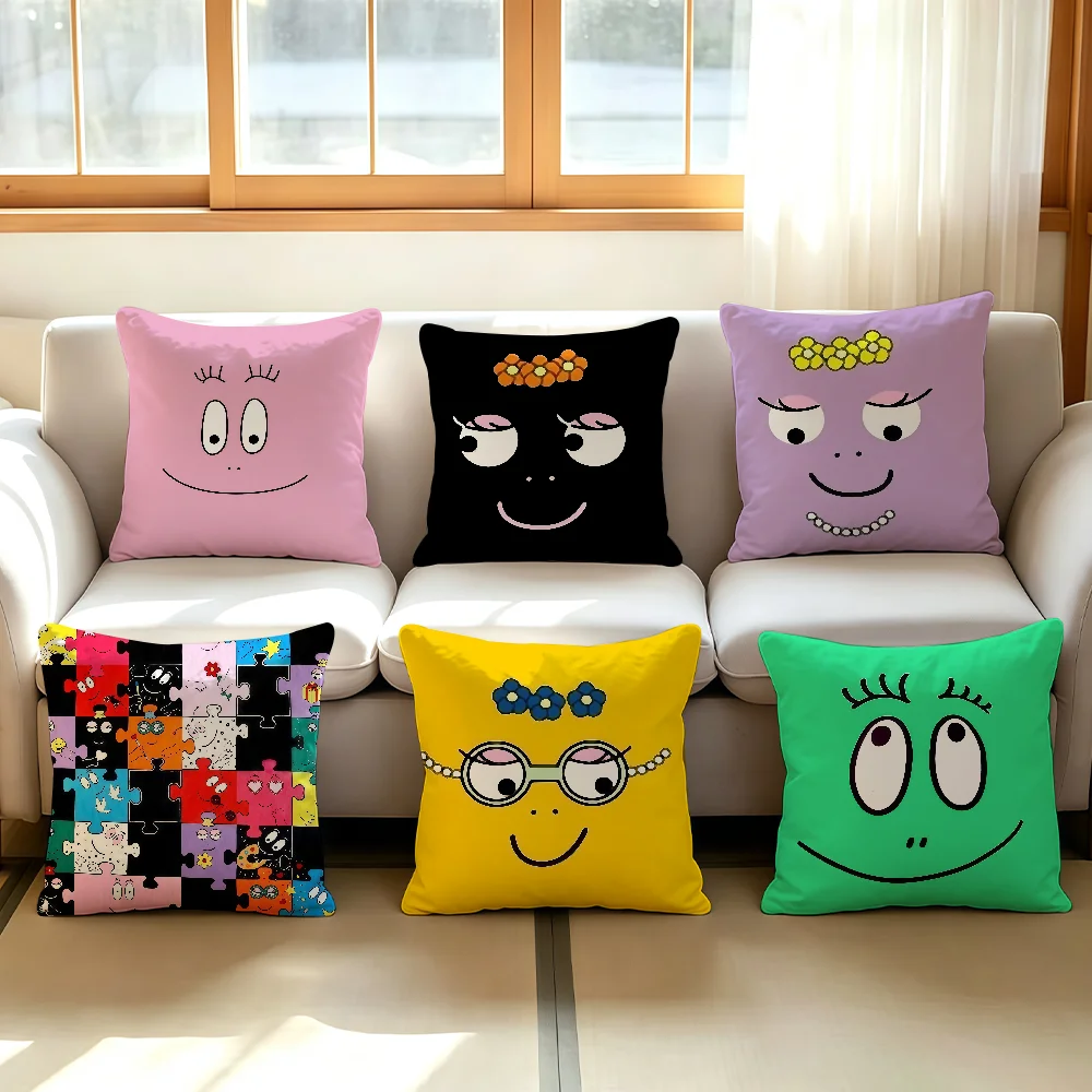 Cartoon cute B-Barbapapa cushion cover Comfortable Decorative For Bedroom Living room Dormitory Picnic and Holiday Decoration